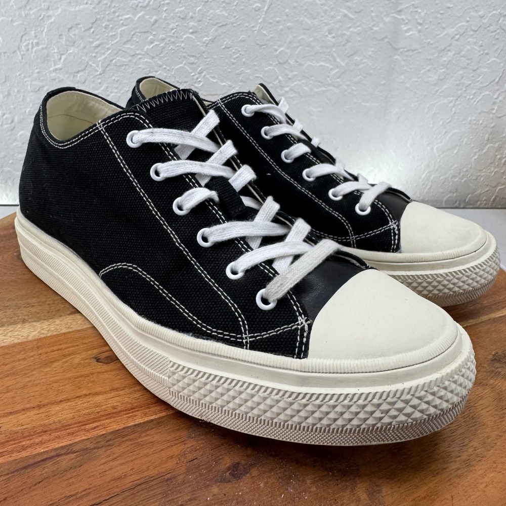 CHAMARIPA Black Canvas Platform Sneakers Women EU 40 US‎ 9 Cream Toe Cap
